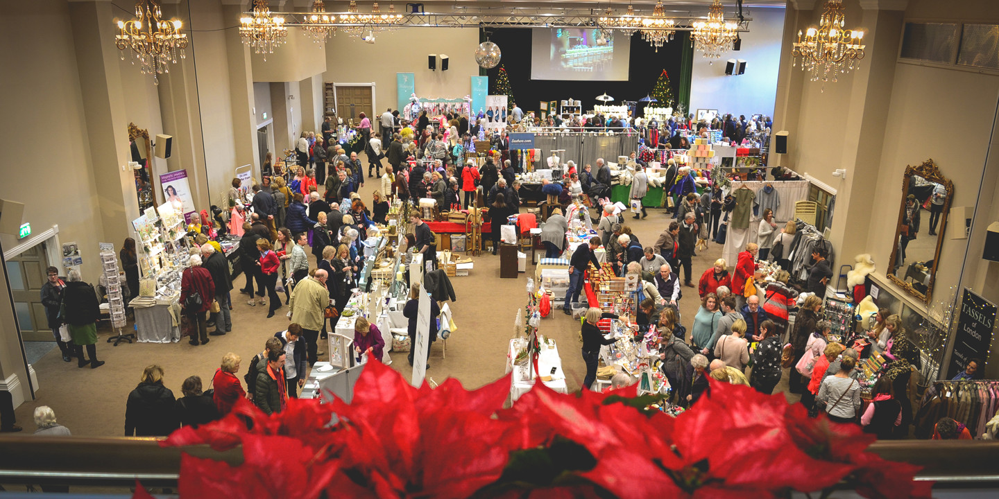 Stallholders and shoppers at the Winter Wonderland Christmas Fair