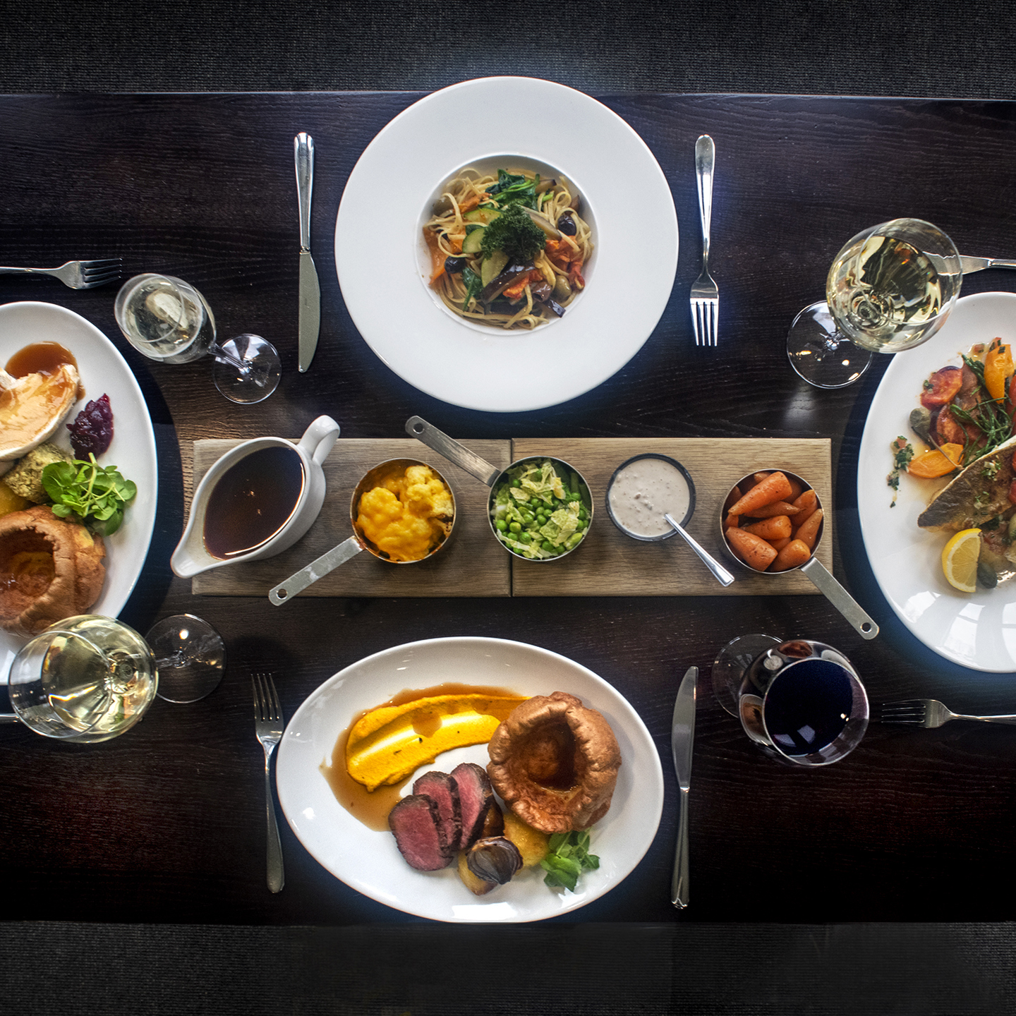 Sunday Lunch table set-up from above
