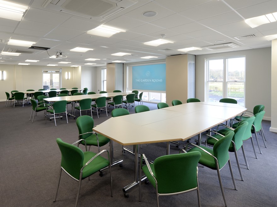 Seminar rooms fully open and projector screen