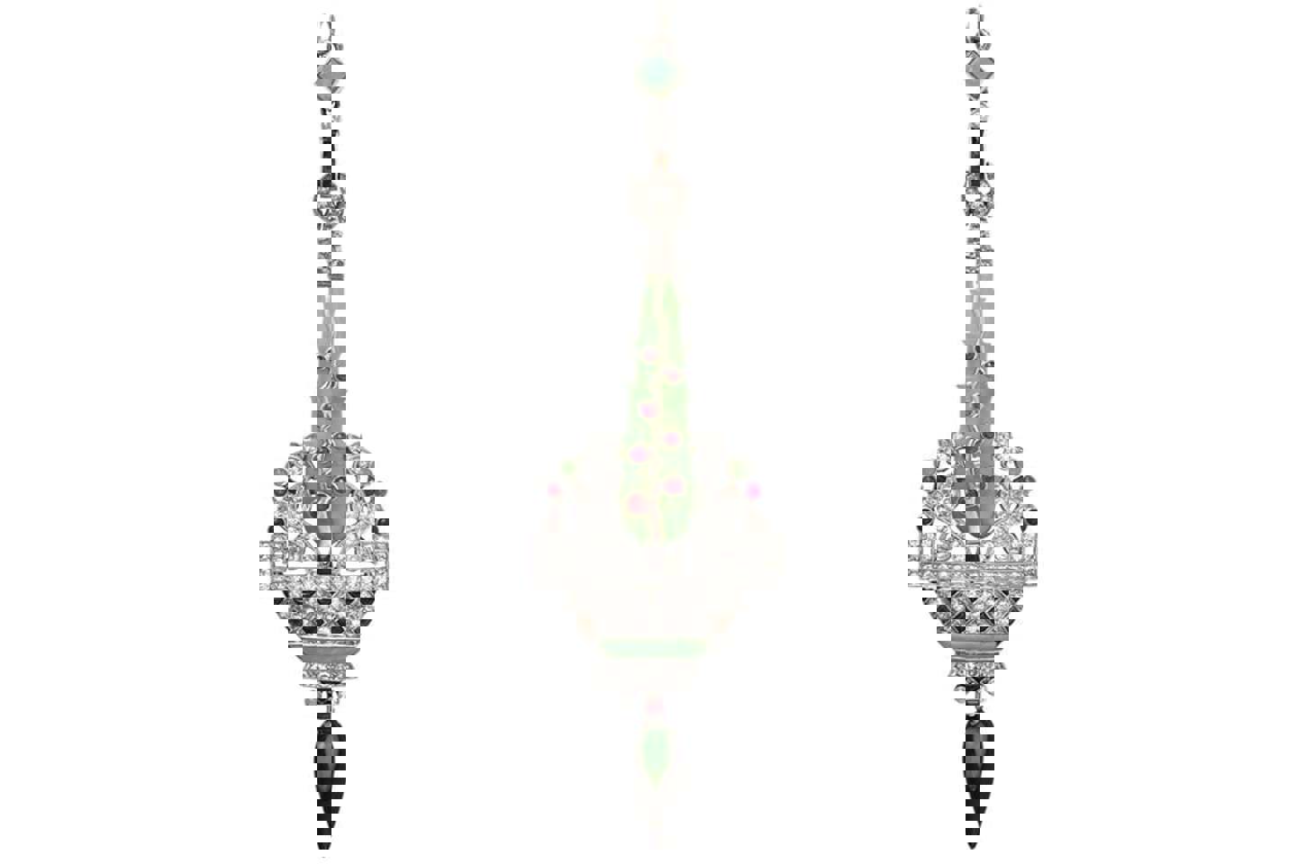 Jade Diamond Ruby And Onyx Pendant By Lang Paris Sold For £6,800