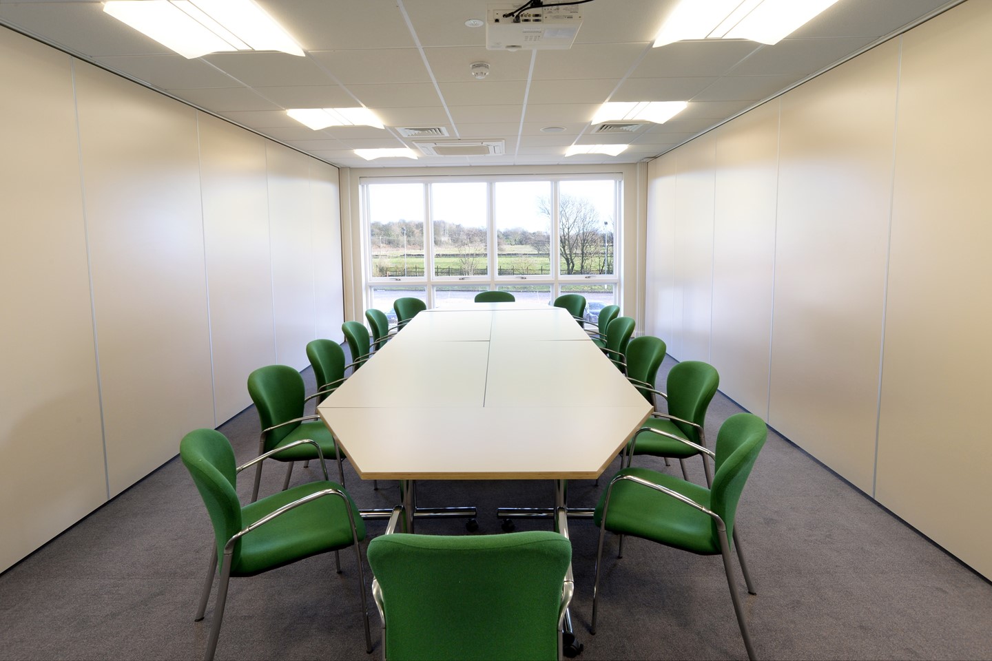 Seminar room with table and chairs
