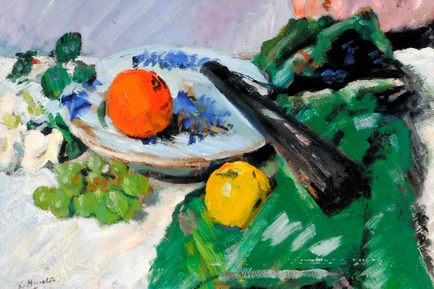 Still Life with Fruit and Black Fan Painting