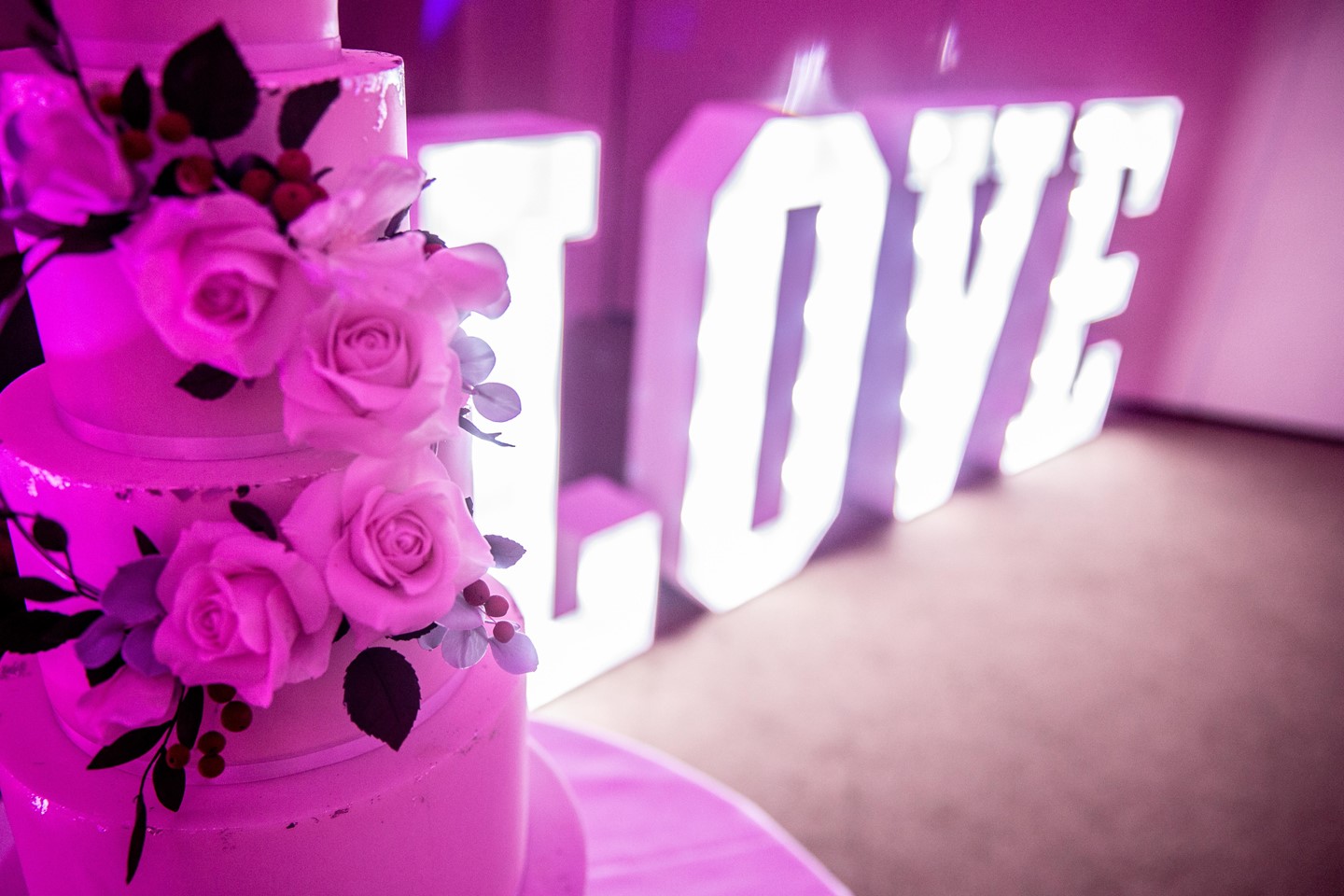 Light-Up Letters & Wedding Cake